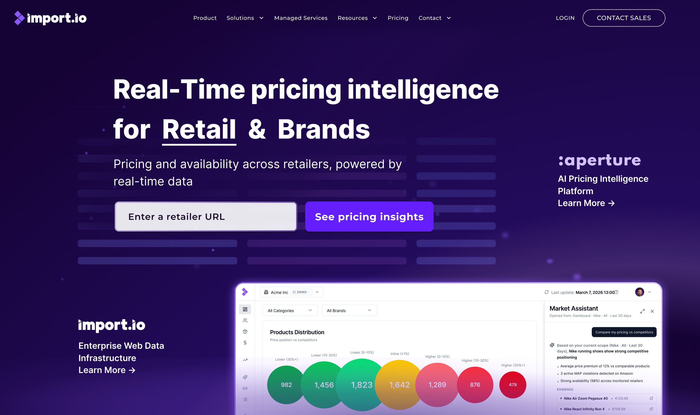 Vista de Import.io