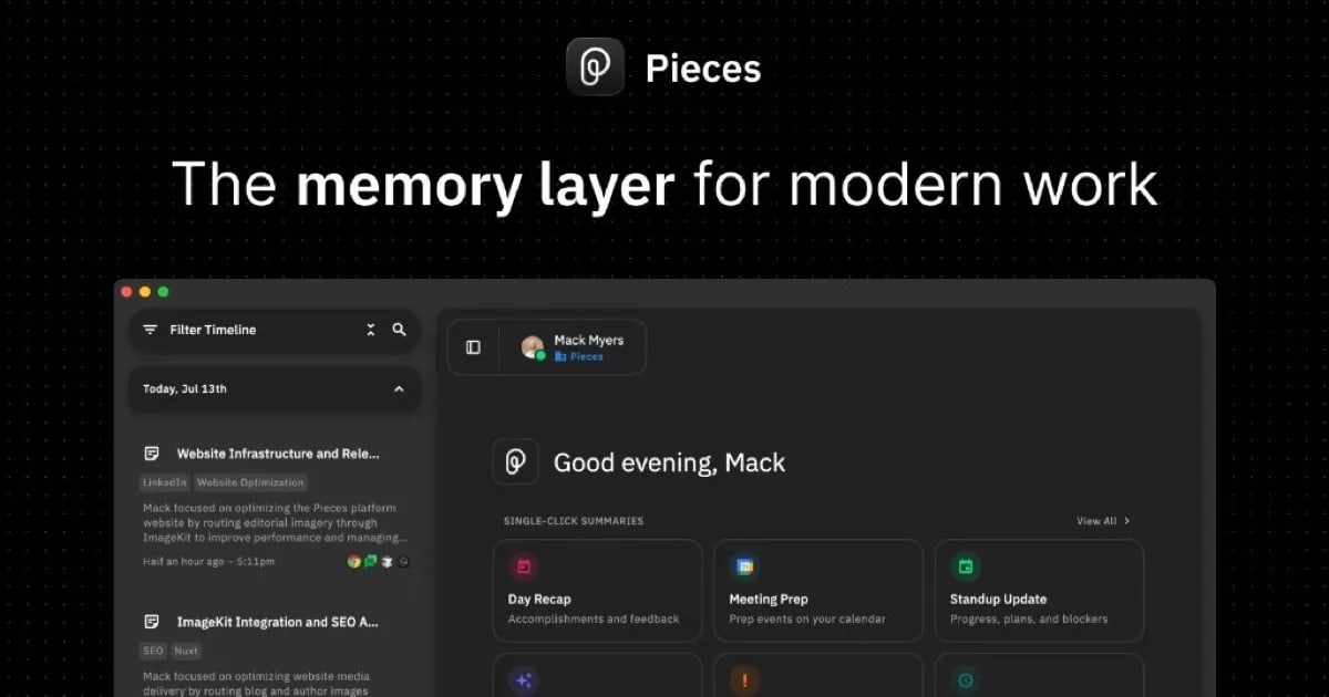 Vista de Pieces for Developers